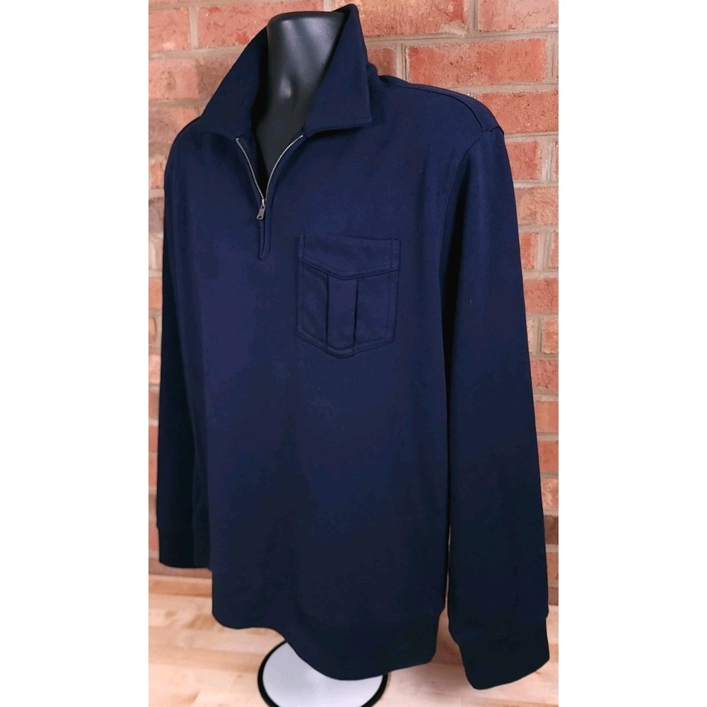Polo Ralph Lauren 1/4 Zip Pullover Pocket Sweater Blue Size Large Vintage